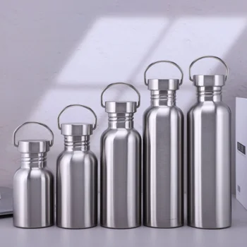 500/750/1000 ml Edelstahl-Wasserflasche, einwandig, großes Fassungsvermögen, große Mund-Vakuumflaschen