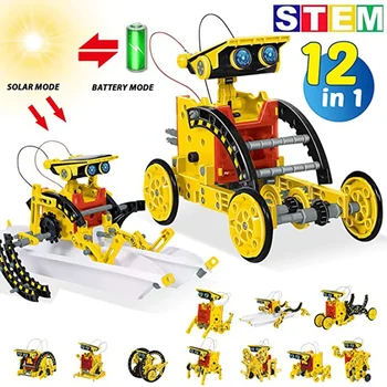 12-in-1-Wissenschaftsexperiment, Solarroboter, Spielzeug, DIY, Gebäude, angetriebenes Lernwerkzeug