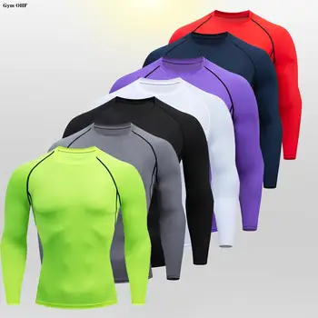 Männer Bodybuilding Sport T-Shirt Quick Dry Lauf Shirt Langarm Kompression Top Gym T Shirt Männer Fitness