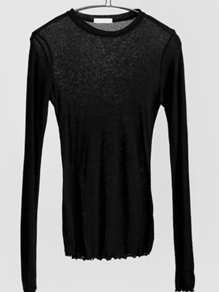 Hohe Qualität Plain T Shirt Frauen Elastische Grundlegende – Bild 4