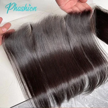 Phashion Ohr zu Ohr 13X4 Spitze Frontal Gerade 4x4 5X5 Verschluss Nur Körperwelle Vorgezupft Schweizer