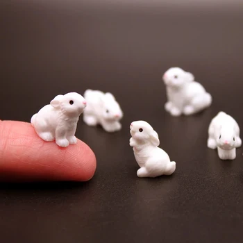 Mini-Kaninchenfiguren aus Kunstharz, Bauernhoftier-Miniatur-Feengarten-Mikrolandschaftsornament
