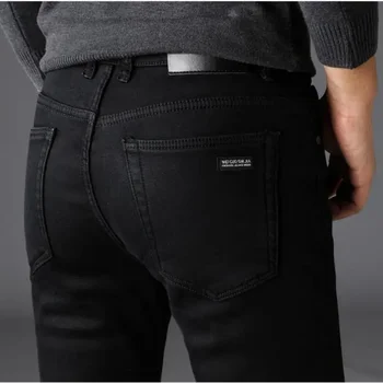 Frühling Herbst Männer Klassische Mode Marke Jeans Homme Mann Weiche Stretch Schwarz Biker Masculino Denim