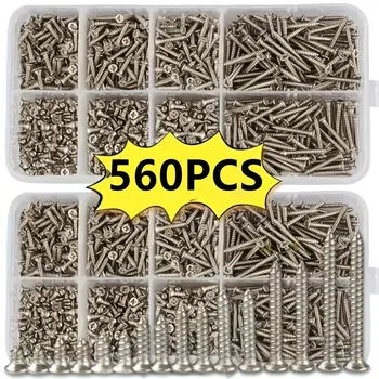 Schrauben-Set mit 560 Selbstschneidenden Holzschrauben - Enthält 8 Verschiedene Größen von M2