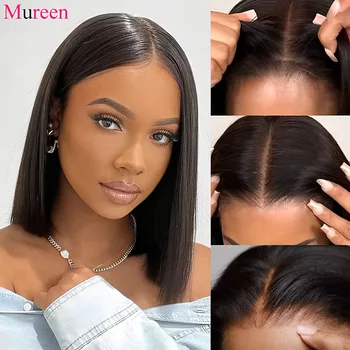 250% Dichte, glattes, sofort tragbares, kleberfreies Bob-Perücke aus 100% Echthaar für Damen, sofort