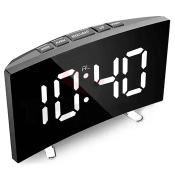 Elektronischer Wecker, geräuschloses Design, digitaler LED-Spiegel mit großem Display, elektronische Uhr