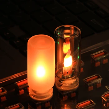 USB Flackernde LED-Kerze im Mattglas-Design, Simulierte Flamme für Auto, Zuhause, Zimmer, Laptop, PC