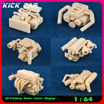 Kicarmod 1/64 Fahrzeug Motor Modell Auto Diorama Ungefärbtes Harz Garage Szene Reparatur Werkzeuge Dekoration