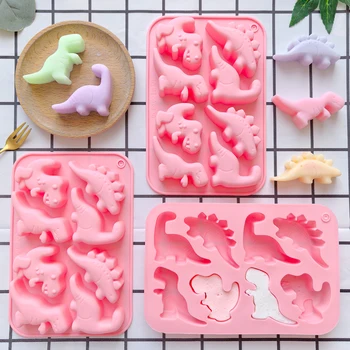 Silikonform mit 8 Mulden, 3D-Dinosaurierform, Schokolade, Süßigkeiten, Pudding, Kekse, Formenbau
