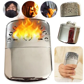 Tragbarer Handwärmer aus Metall für den Außenbereich mit Tasche zum Angeln, Camping, Wandern, warmer