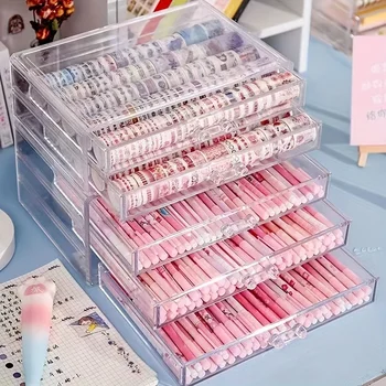 3/5-lagige Acryl-Schubladen, transparent, Büro-Organizer, Schublade für Schreibtisch, Stifthalter, großes