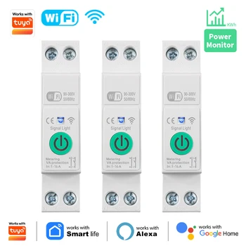 1P+N 16A WLAN-Smart-Leistungsschalter mit Energiemessung, kWh, Spannung, Stromschutz, kompatibel mit Tuya
