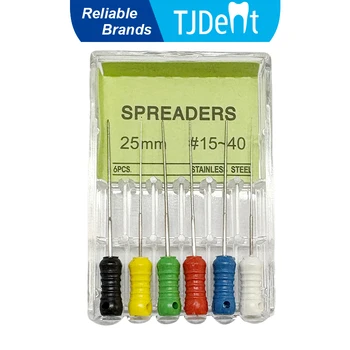 TJDent 6 Stück/Box 25 mm 15 # -40 # Dental Finger Spreader Datei Hand Verwenden Edelstahl Wurzel Kanäle Endo