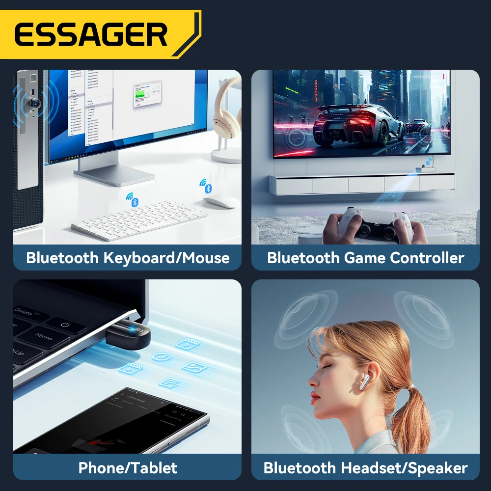 Essager USB Bluetooth 5.3 Adapter Aux Audio Receiver Sender – Bild 4