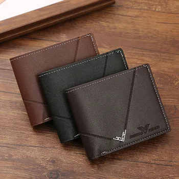 Litschi Textur Leder Karten clip kurze Männer Geldbörse Business-Stil Bargeld Geldbörse Multi Patchwork