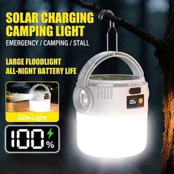 Solar-Campinglaterne, USB wiederaufladbar, tragbar, wasserdicht, Notlicht für Outdoor-Aktivitäten wie Wandern