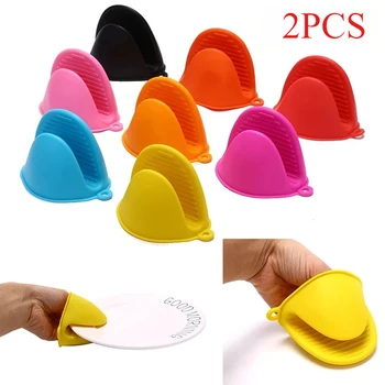 Verdickte Backhandschuhe aus Silikon, Ofenhandschuhe, hitzebeständig, rutschfest, Topf (2 Stück)