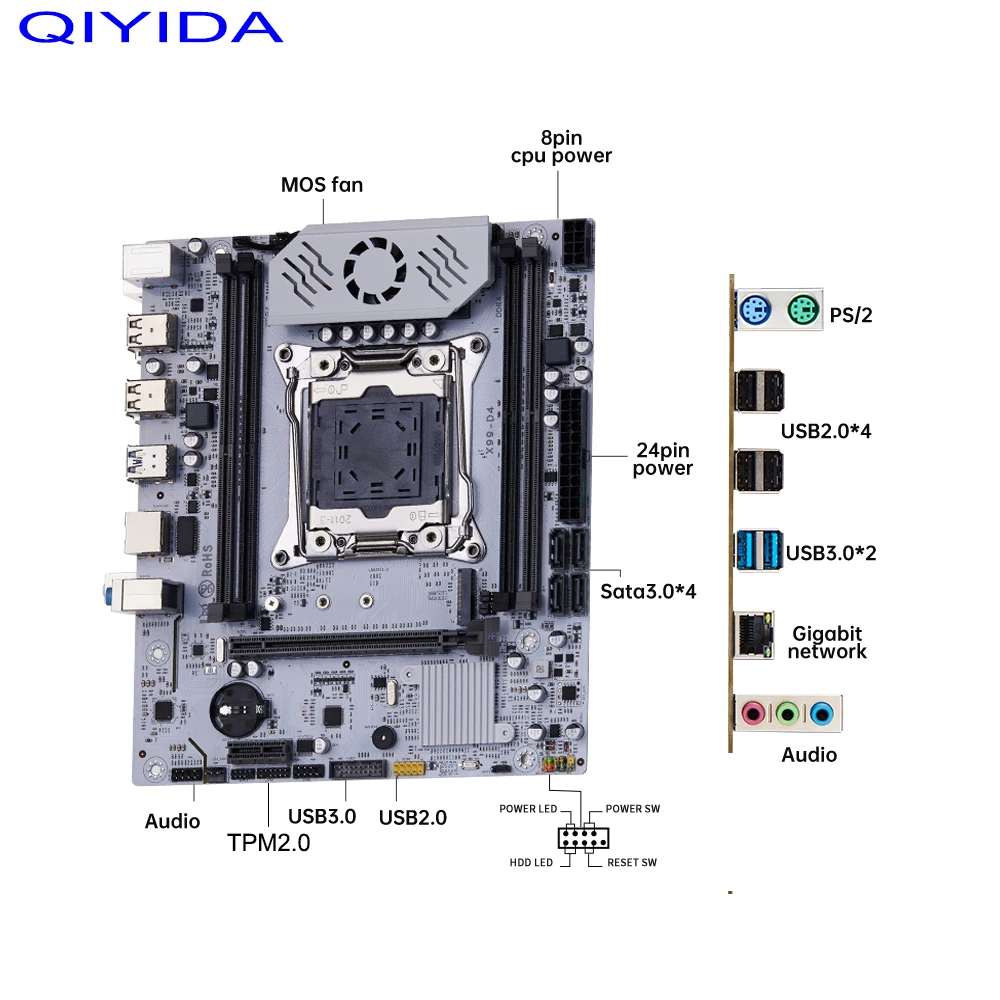 QIYIDA X99 Motherboard D4 TPM2.0 LGA 2011 3 mit – Bild 6