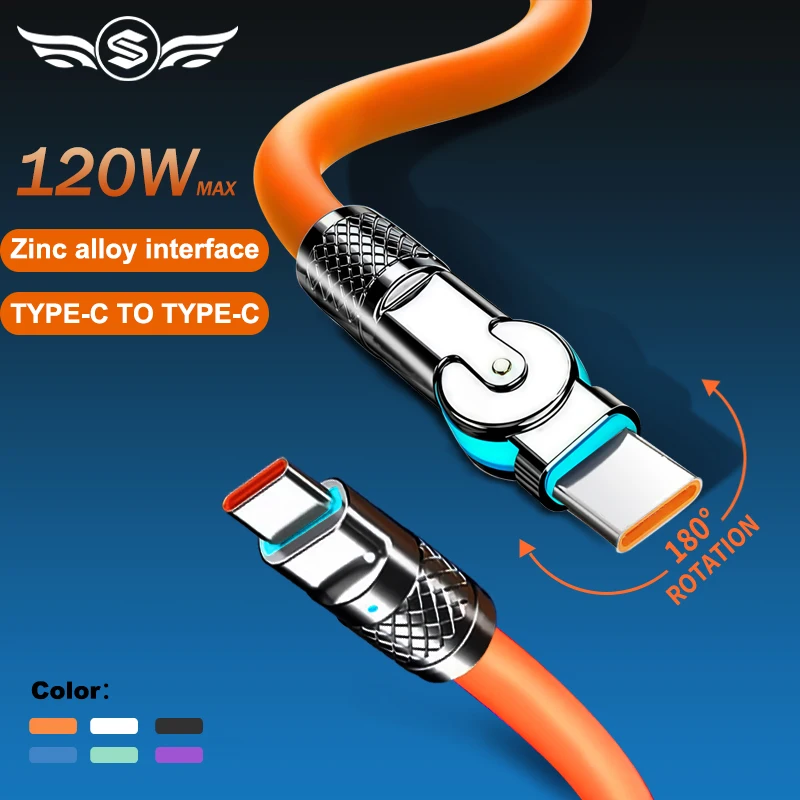 USB-C auf USB-C Kabel 120 W mit 180-Grad-Drehstecker