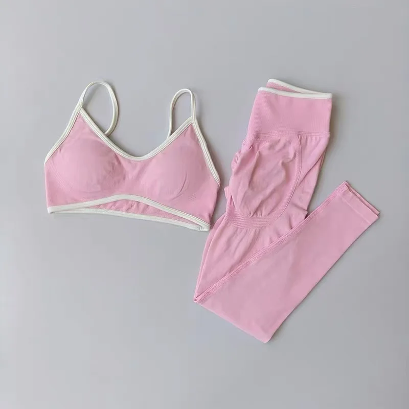 Damen-Fitnessanzug, Riemchen, Kontrastfarbe, Patchwork – Bild 4