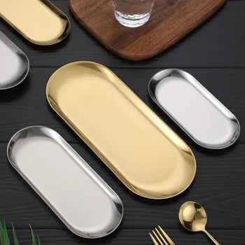 Edelstahl Gold Speiseteller Dessertteller Nuss Obst Kuchen Tablett Snack Küchenteller Western Steak