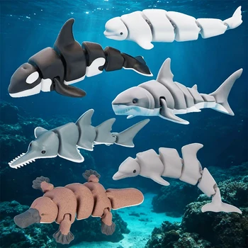 3D-Gedruckter Kleiner Beweglicher Tierfiguren-Simulationshai, Killerwal-Ornament als Heimdekoration, Perfektes