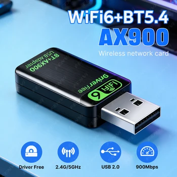 WiFi 6 AX900 BT5.4 USB-Adapter 2-in-1 Dongle Dual-Band 2,4G&5GHz Netzwerk-Wireless-Empfänger Treiberfrei