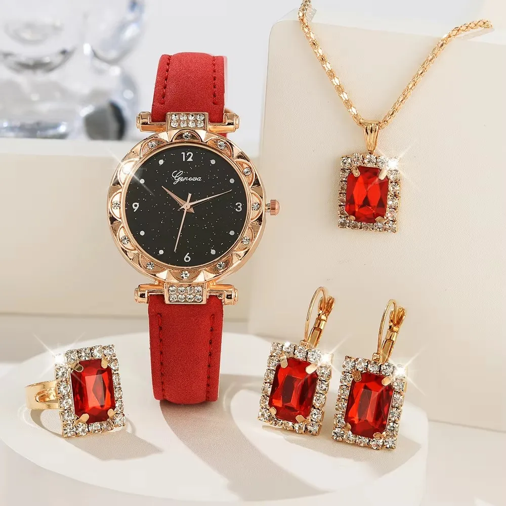 Damenuhren 5-teiliges Set Luxus Strass Damenmode Elegante – Bild 6