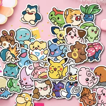 Kawaii Anime Pokemon Aufkleber Pikachu Sticker DIY für Laptop Gepäck Skateboard Handy Cartoon (50 Stück)