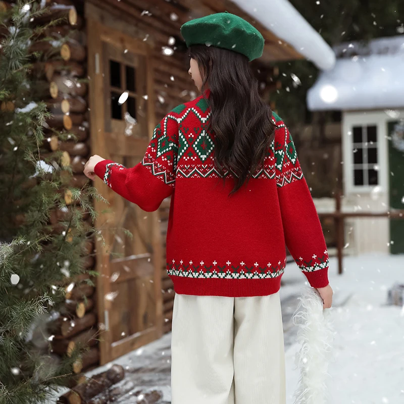 Eleganter Mädchen-Weihnachtspullover mit Schal für Kinder – Bild 4