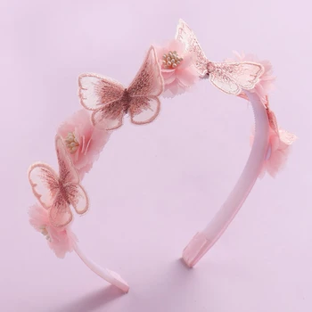 Koreanische handgemachte Schmetterling Blume Mädchen Stirnbänder süße Perle Feder Hochzeit Krone Prinzessin