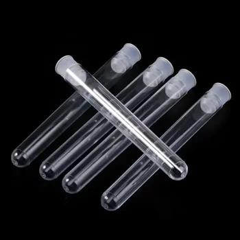 Paket 12x 100mm Transparent Labor Klar Kunststoff Reagenzgläser Fläschchen Mit Push Cap Schule (50 Stück)