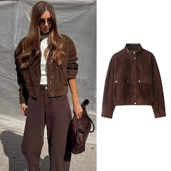 Damen-Herbstjacken Mode Große Taschen Elegante Schlanke Warme Damenjacken Herbst Street-Chic Junge