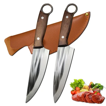 Handgeschmiedetes Ausbeinmesser mit Vollklinge Küchenchefmesser Metzgermesser Tranchiermesser für BBQ