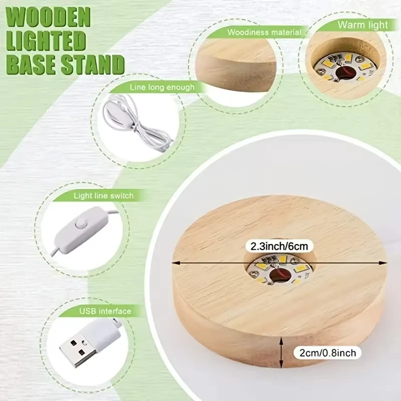 Holz Desktop Dekorative Lichter Licht Basis Nachtlicht Holz – Bild 4