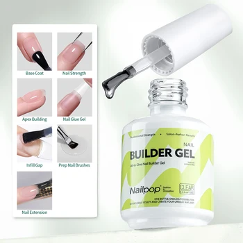 Nailpop Builder Nagelgel, 4 Farben, Basislack-Stärkungsmittel, Verdickung, Verlängerung, Strass-Kleber