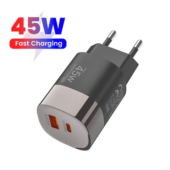 Dual-Port USB Typ-C Ladegerät, schnelles Laden 45W QC PD 3.0, Reise-Wandladegerät, schnelle USB-Ladegeräte