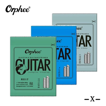Orphee E-Gitarren-Saitenset RX-Serie, sechseckiger Kohlenstoffstahl, 6-saitig, für E-Gitarren-Zubehör