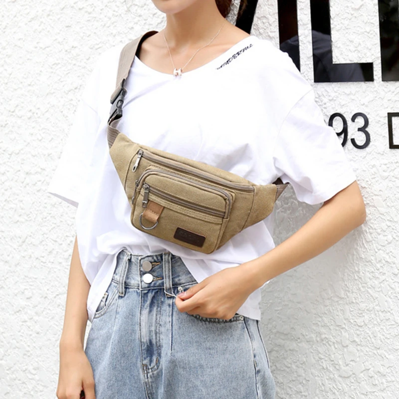 Brusttasche Canvas Hüfttasche Damen Herren Gürteltasche Mode – Bild 6