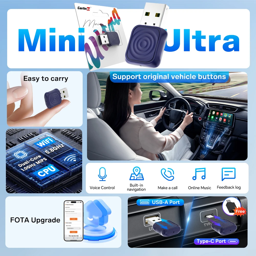 2-in-1 CarlinKit 5.0 Ultra Wireless CarPlay Android Auto – Bild 2