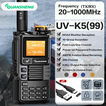 Quan sheng UV-K6 walkie talkie 5w air band radio tyep c ladung uhf vhf dtmf fm scrambler noaa drahtlose