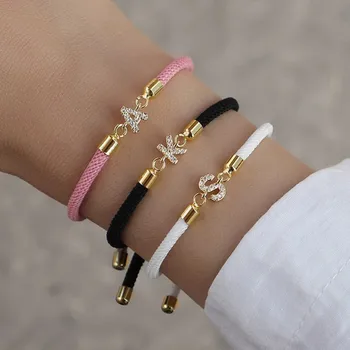 InitIal Herz-Charm-Buchstaben-Gliederarmband für Damen, klassischer Buchstabe A-Z, Seilkettenarmband