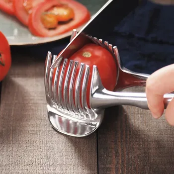 Edelstahl Küche Handheld Orange Zitrone Slicer Tomaten Schneiden Clip Obst Slicer Zwiebel Slicer Küche Artikel