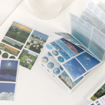 Packung Washi-Papier Aufkleber-Buch Ästhetische Landschafts-Sticker für Scrapbooking Tagebücher (40 Stück)