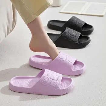 Paar Printting Nette Bär Frauen Hausschuhe Sommer Innen Weiche Cartoon Sandalen Badezimmer Anti-slip Outdoor