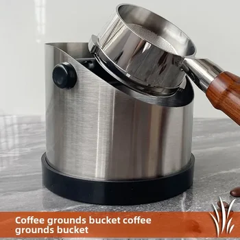 Kaffee-Klopfbox, Espresso-Klopfbox aus Edelstahl, rutschfeste Kaffee-Klopfbox mit Gummiring, abgeschrägter