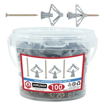 Trockenbau-Dübel-Set Hohlwandanker Gipskartondübel Schrauben Schmetterlingsdübel Expansionsrohr (100 Stück)
