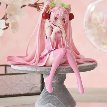 Hatsune Miku Anime-Figur Rosa Kleid PVC-Modell Actionfigur Kirschrosa Kirschblüten-Dekoration Sammlerstück