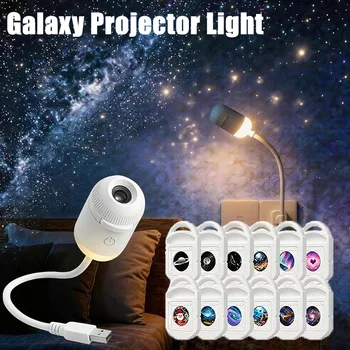  USB Sternenhimmel-Projektor Nachtlicht 2-in-1 Galaxie-Sternenprojektor-Lampe mit HD-Dias Tragbar