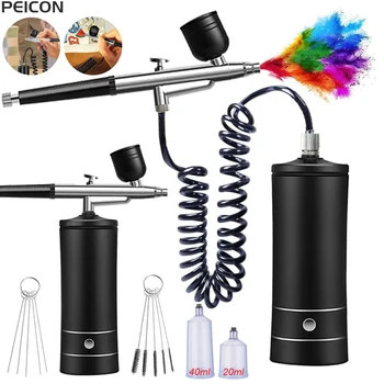 Airbrush mit Kompressor, tragbares Airbrush-Farbspray, Mini-Spritzpistole, kabelloses
